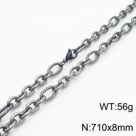 8*710mm Japanese and Korean wind machine weaving boiled black O-chain stainless steel men necklace