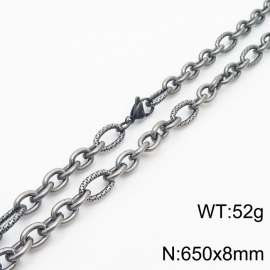 8*650mm Japanese and Korean wind machine weaving boiled black O-chain stainless steel men necklace