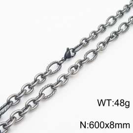 8*600mm Japanese and Korean wind machine weaving boiled black O-chain stainless steel men necklace