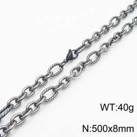 8*500mm Japanese and Korean wind machine weaving boiled black O-chain stainless steel men necklace