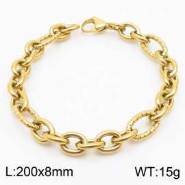 Japanese-korean wind 8mm woven O-chain vacuum plating gold stainless steel bracelet for men