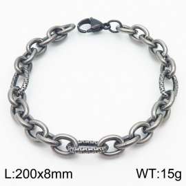 Japanese-korean style 8mm woven O-chain boiled black stainless steel men bracelet