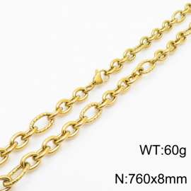 8*760mm Japanese and Korean wind machine weaving boiled Gold color stainless steel men necklace