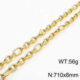 8*710mm Japanese and Korean wind machine weaving boiled Gold color stainless steel men necklace