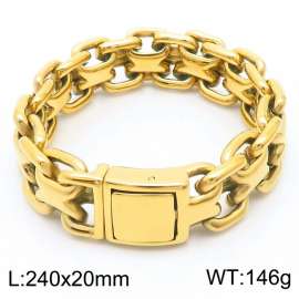 240x20mm Men's Fashion Heavy Double Layer Cuban Bracelet Stainless Steel Gold Color Bracelet Fashion Jewelry Jewelry