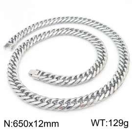 650x12mm Long Vintage Men's Charm Cuban Chain Fashion Stainless Steel Bracelet White Color