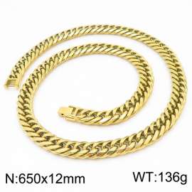 650x12mm Long Vintage Men's Charm Cuban Chain Fashion Stainless Steel Bracelet Blacke Color