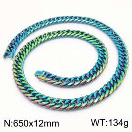 650x12mm Long Vintage Men's Charm Cuban Chain Fashion Stainless Steel Bracelet Rainbow Color