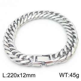 220x12mm Vintage Men's Charm Cuban Chain Fashion Stainless Steel Bracelet White Colour