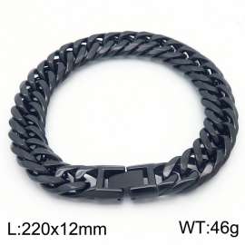 220x12mm Vintage Men's Charm Cuban Chain Fashion Stainless Steel Bracelet Black Colour