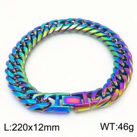 220x12mm Vintage Men's Charm Cuban Chain Fashion Stainless Steel Bracelet Rainbow Colors