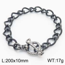 Fashion stainless steel 200×10mm Size Different Mixed Splice Chain Skeleton Head Ancient Silver OT Buckle Temperament Retro Black Bracelet