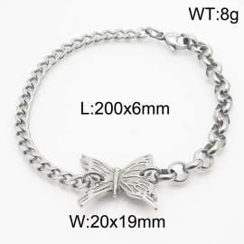 European and American fashion stainless steel 200 × 6mm mix and match chain splicing butterfly accessories lobster clasp jewelry charm silver bracelet