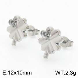 Women Stainless Steel&Rhinestones Flower Earrings