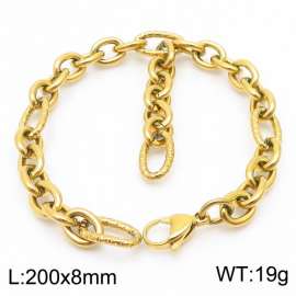 European and American Fashion 200×8mm size O-shaped splicing chain hanging tassel lobster clasp charm gold bracelet