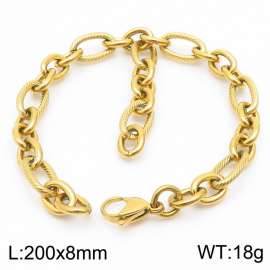 European and American Fashion 200×8mm 3：1 size O-shaped chain hanging tassel lobster clasp charm gold bracelet
