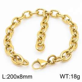 European and American Fashion 200×8mm separated by a different O-shaped splicing chain hanging tassel lobster clasp charm gold bracelet