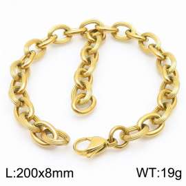 European and American Fashion 200×8mm separated by a different O-shaped splicing chain hanging tassel lobster clasp charm gold bracelet