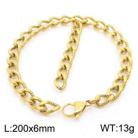 European and American Fashion 200 × 6mm embossed Cuban chain hanging tassel lobster clasp charm gold bracelet