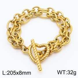 European and American Fashion Minimalist 205×8mm Mix and Match Chain Heart shaped 0T Button Charm Gold Bracelet