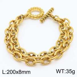 European and American Fashion Minimalist 200×8mm Double layered mixed chain OT buckle charm gold bracelet