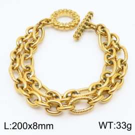 European and American Fashion Minimalist 200×8mm Double layered mixed chain OT buckle charm gold bracelet