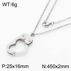 450mm Women Stainless Steel Necklace with Love Heart Shape Handcuff
