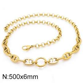 500mm Gold-Plated Women Stainless Steel Double-Style Chain Necklace