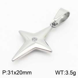 Stainless Steel&Rhinestone Ninja Star Pendant