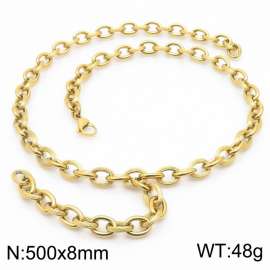 500mm Gold-Plated Stainless Steel Lined Oval Links Necklace with Extension Chain