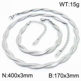 Two strand braided fishbone shaped stainless steel set