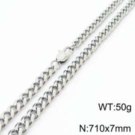 Stainless steel 710x7mm Cuban chain special buckle simple and fashionable silver necklace
