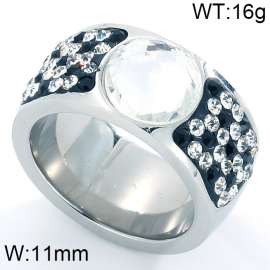 Stainless Steel Stone&Crystal Ring