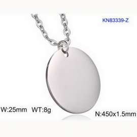 European and American fashion stainless steel 450 × 1.5mm O-shaped chain hanging circular hanging tag versatile silver necklace