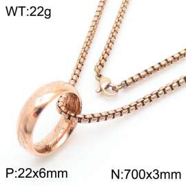 European and American fashion stainless steel 600 × 3mm Square Pearl Chain Ring Pendant Charm Rose Gold Necklace