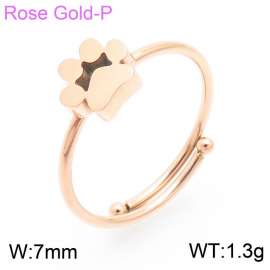 Rose Gold Plated Stainless Steel Open Ring with Cute Paw Mark Charm