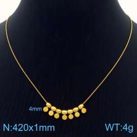 Gold Little Gold Bean Ball Beaded Pendant Titanium Steel Necklace