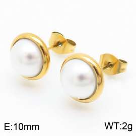 Korean white pearl stainless steel earrings