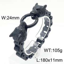 Stainless steel cast animal wolf head bracelet