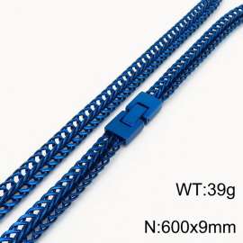 Hip hop stainless steel 600MM keel snake chain blue stainless steel necklace