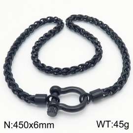 Horseshoe shaped magnet buckle stainless steel Fried Dough Twists chain necklace