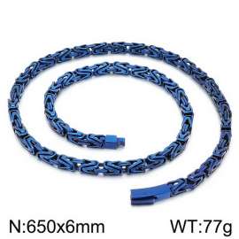 Stainless steel personalized retro style blue V-shaped woven men's 650mm titanium steel necklace