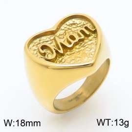 Hip Hop Style Vacuum Electroplated Gold Love Mom Stainless Steel Couple Ring