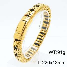 Japanese and Korean style vacuum electroplated gold geometric stainless steel men's bracelet