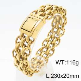 Hip Hop Style Vacuum Electroplated Gold Double Layer O-shaped Chain Stainless Steel Men's Bracelet