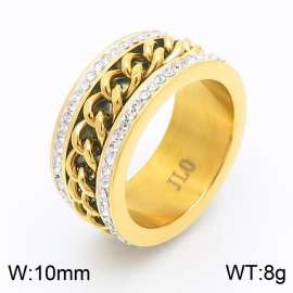 Personalized rotating chain trendsetter diamond titanium steel ring
