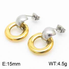 Fashionable and luxurious stainless steel circular gold earrings