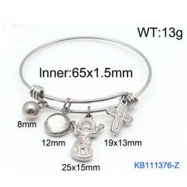 Silver Stainless Steel Charms Bracelet Bangle