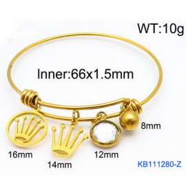 Gold Stainless Steel Charms Bracelet Bangle