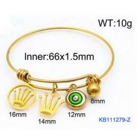 Gold Stainless Steel Charms Bracelet Bangle